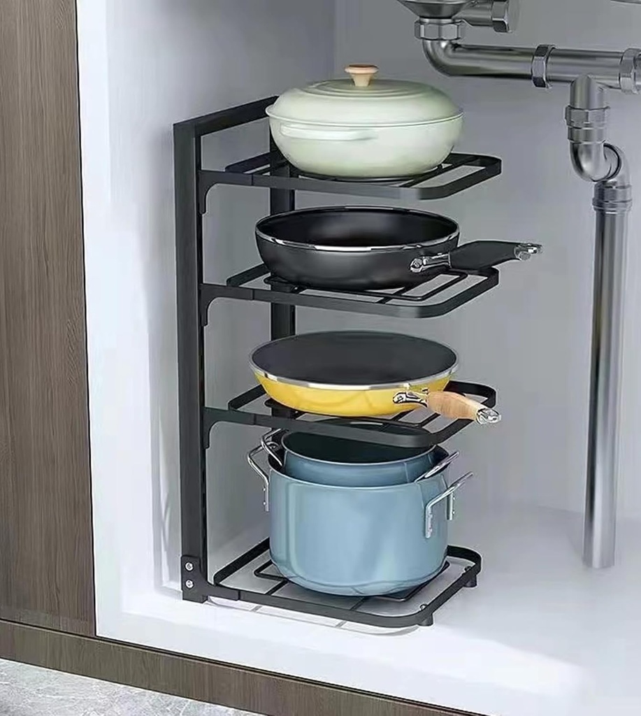Kitchen Pot Rack Organizer, Cookware Holders 4 layer/منظم للاواني والمقالي 4 رفوف