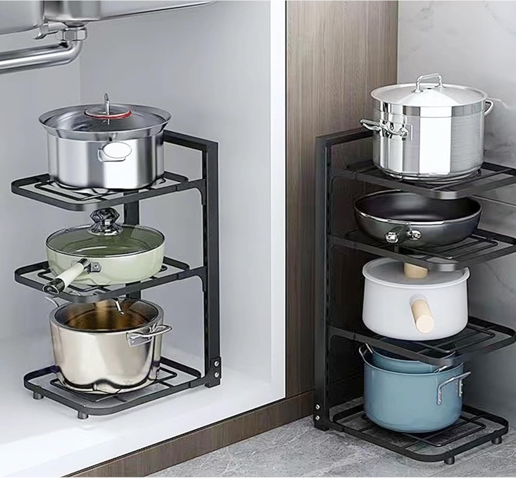 Kitchen Pot Rack Organizer, Cookware Holders 4 layer/منظم للاواني والمقالي 4 رفوف
