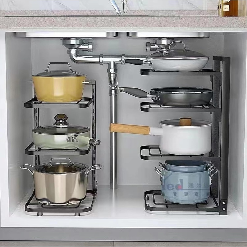 Kitchen Pot Rack Organizer, Cookware Holders 4 layer/منظم للاواني والمقالي 4 رفوف