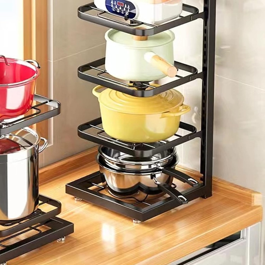 Kitchen Pot Rack Organizer, Cookware Holders 4 layer/منظم للاواني والمقالي 4 رفوف