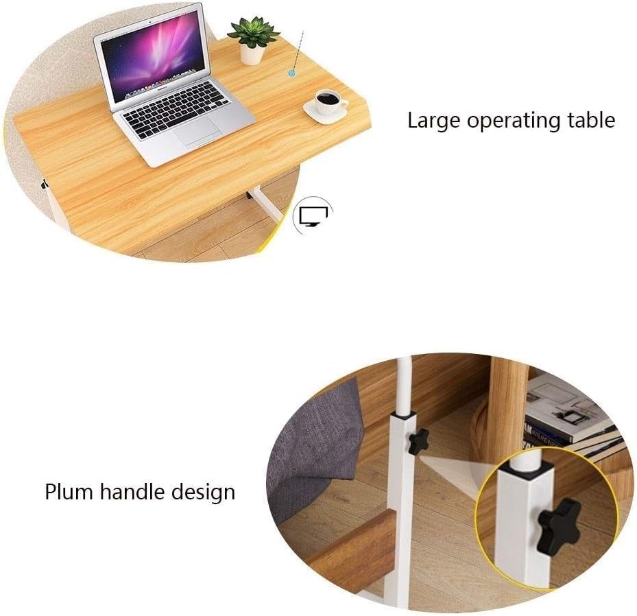 Adjustable wooden study table, with wheels and shelves/طاولة خشبية قابلة للتعديل للدراسة ,مع عجلات و رفوف 