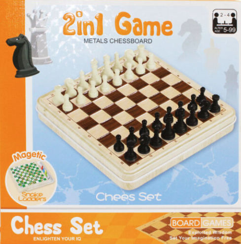 Chess and Snake ladder 2 in 1 Board/  2 في 1 لعبة سلالم الثعبان والشطرنج المغناطيسية