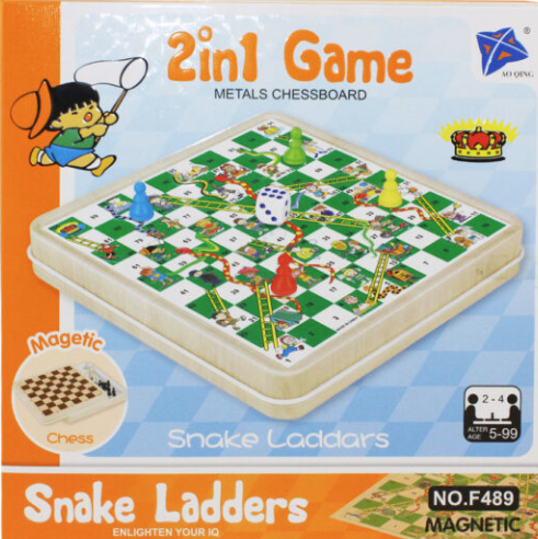 Chess and Snake ladder 2 in 1 Board/  2 في 1 لعبة سلالم الثعبان والشطرنج المغناطيسية