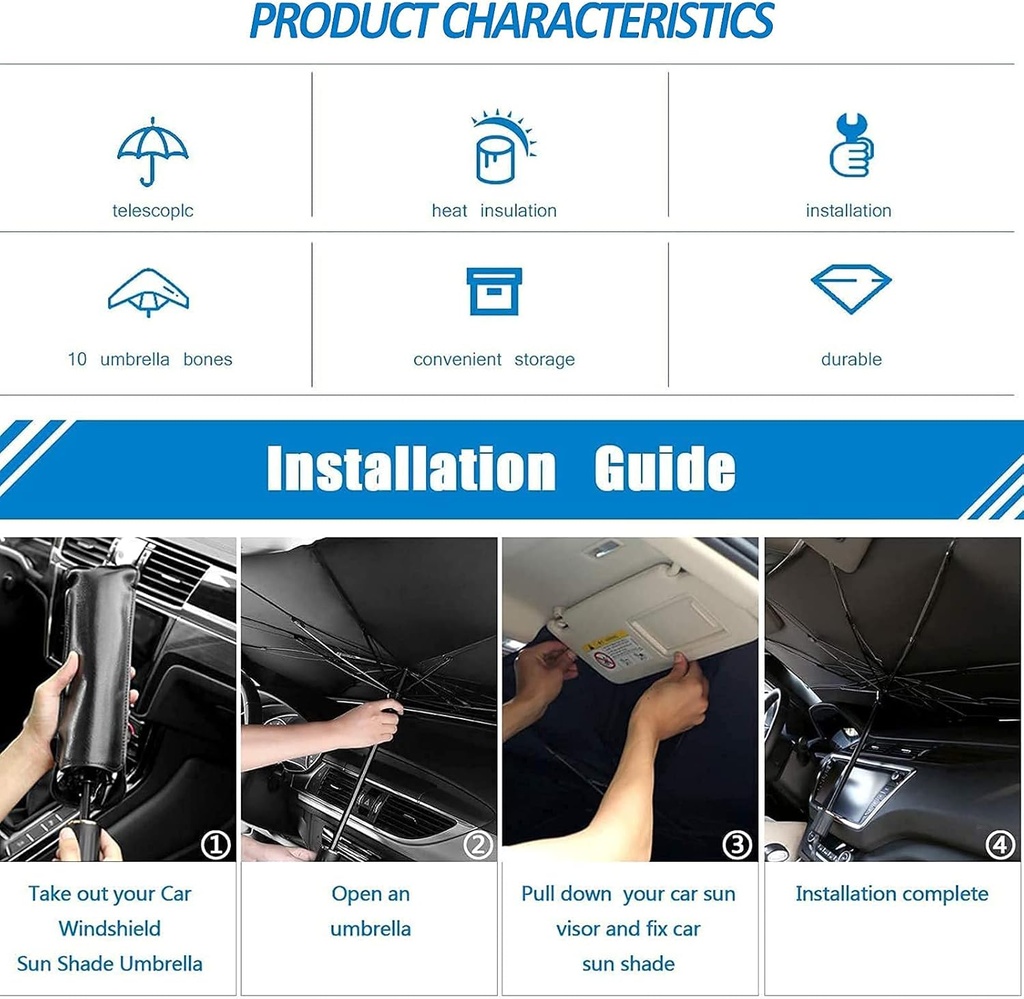 BRELLA WINDSHIELD SUNSHADE/مظلة واقية من الشمس للزجاج الأمامي 