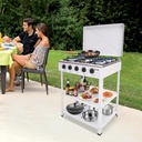GAS COOKER WITH STAND 5 EYES WITH COVER-White /فرن غاز مع ستاند, 5 عيون مع غطاء - أبيض 