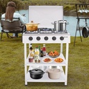 GAS COOKER WITH STAND 5 EYES WITH COVER-White /فرن غاز مع ستاند, 5 عيون مع غطاء - أبيض 