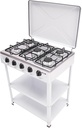 GAS COOKER WITH STAND 5 EYES WITH COVER-White /فرن غاز مع ستاند, 5 عيون مع غطاء - أبيض 