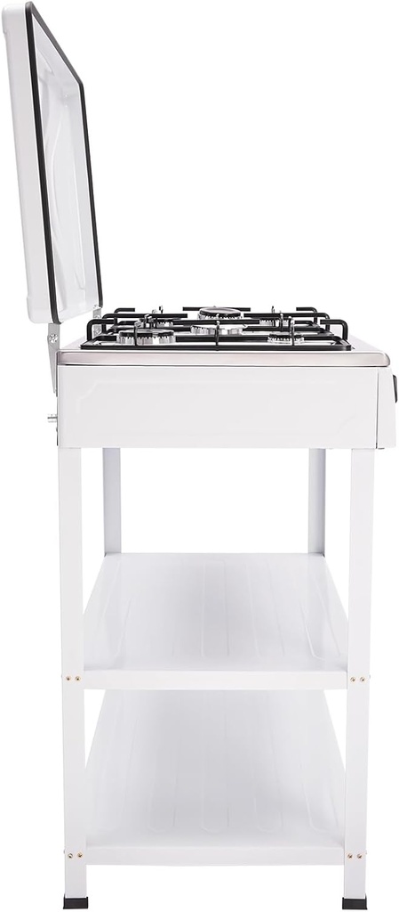 GAS COOKER WITH STAND 5 EYES WITH COVER-White /فرن غاز مع ستاند, 5 عيون مع غطاء - أبيض 