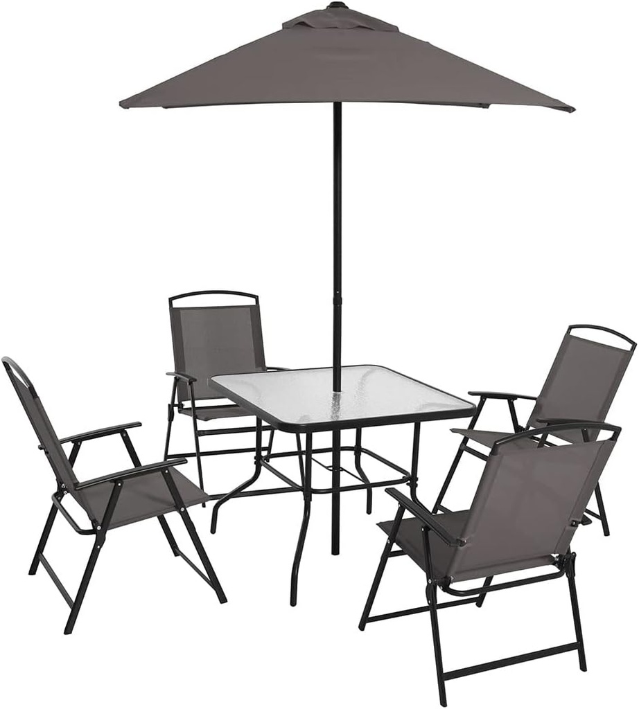 4 CHAIRS + 1 TABLE + 1 UMBRELLA JAN207-3 / جلسة خارجية 4 كراسي وطاولة ومظلة