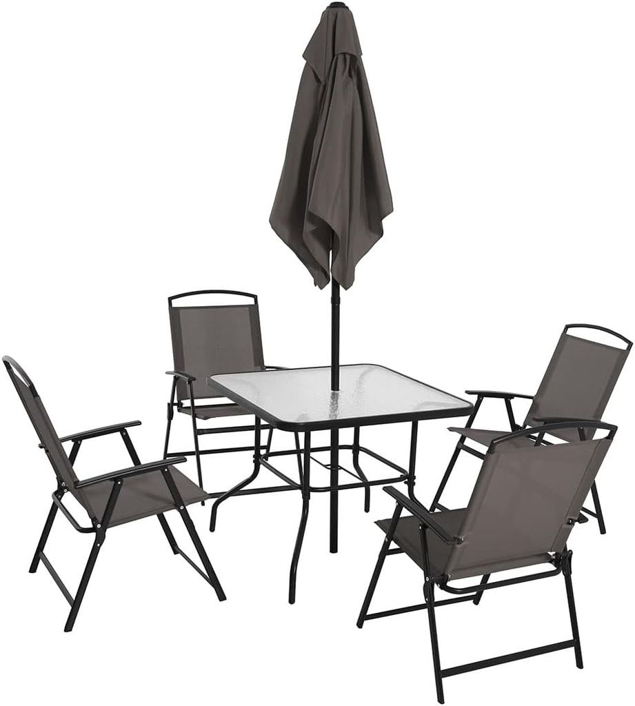 4 CHAIRS + 1 TABLE + 1 UMBRELLA JAN207-3 / جلسة خارجية 4 كراسي وطاولة ومظلة