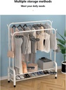 Clothes Double Hanger Stand+2 Shelves +Wheels/ ستاند الملابس + عجلات +علاقة مزدوجة +رفين