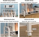 Clothes Double Hanger Stand+2 Shelves +Wheels/ ستاند الملابس + عجلات +علاقة مزدوجة +رفين