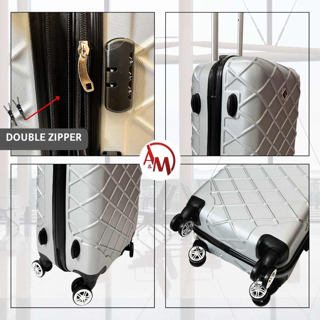TRAVEL BAG DOUBLE ZIPPER LARGE "SILVER"/حقيبة سفر بسحاب مزدوج كبيرة "فضي