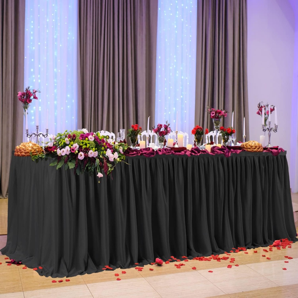 Satin Table Cover 180x74x74 BLACK /غطاء طاولة حرير اسود