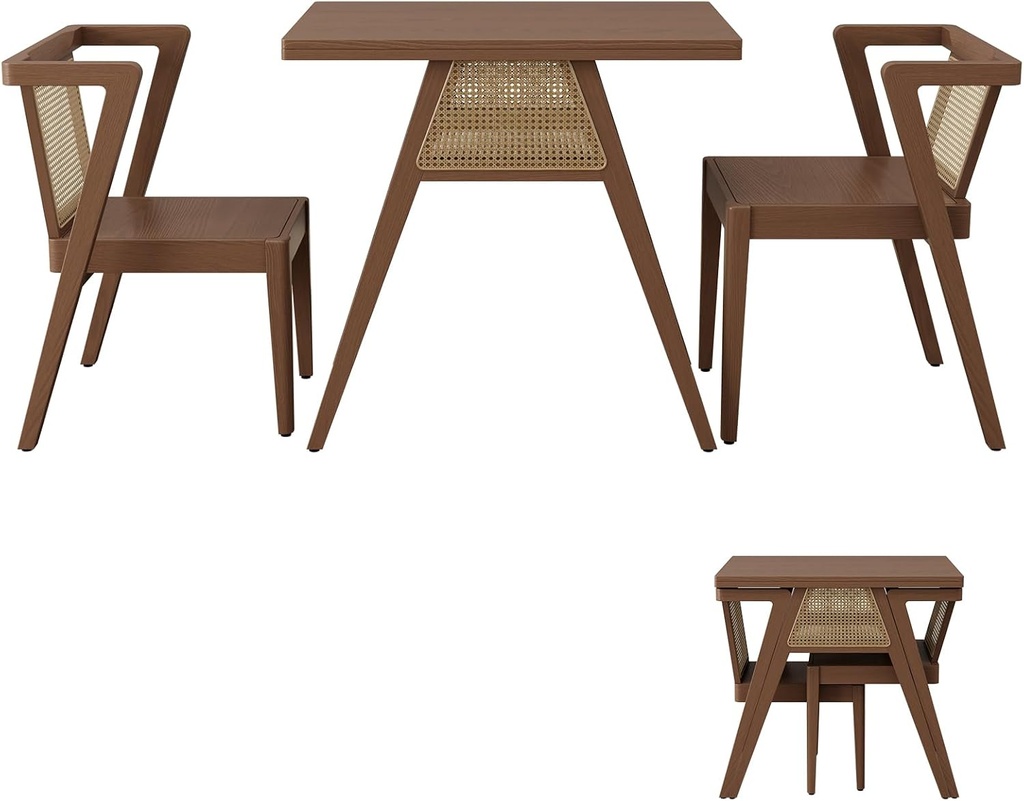 Dining Table Set for 2 Chairs Stackable/ طقم طاولة طعام مكون من كرسيين قابلين للتكديس