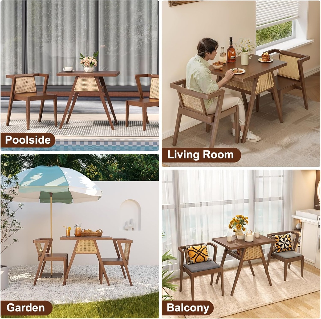 Dining Table Set for 2 Chairs Stackable/ طقم طاولة طعام مكون من كرسيين قابلين للتكديس