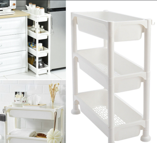 White 4-LAYERS NARROW places Organizer/ منظم أبيض للأماكن الضيقة بأربع طبقات 