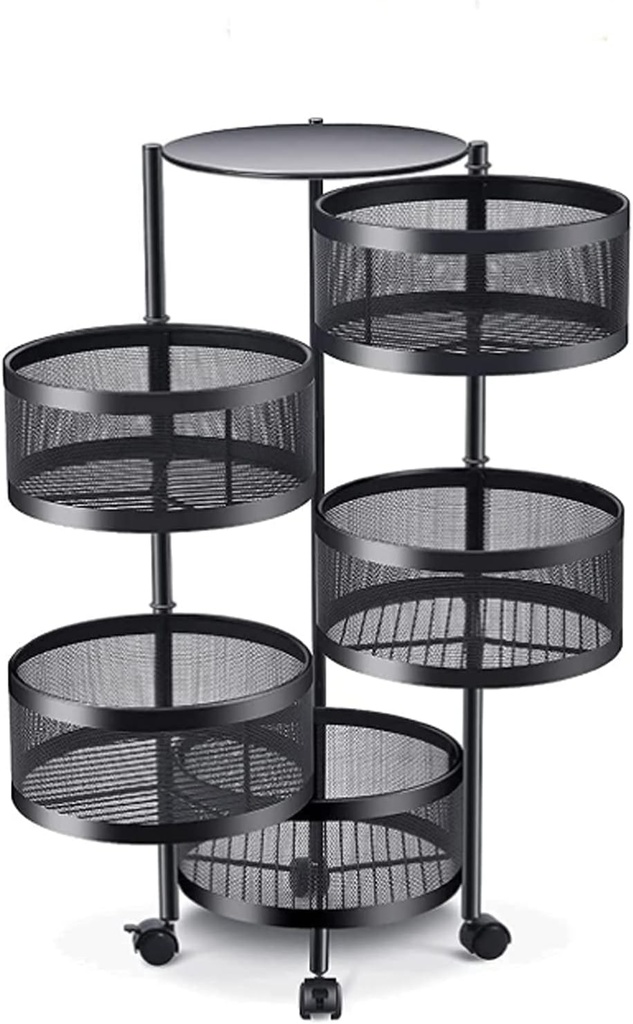Rotating ALUMINIUM Kitchen rack 5-layer with wheels/رف مطبخ دوار من الألومنيوم مكون من 5 رفوف مع عجلات