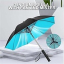 Sun UV Blocking Umbrella With Built-In Fan & Water Spray / مظلة واقية من أشعة الشمس فوق البنفسجية مزودة بمروحة ورذاذ ماء