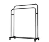 Double Pole Clothes Hanger with 1 Shelf with Wheels 120x41x145cm/علاقة ملابس مزدوجة الاعمدة مع رف واحد وعجلات