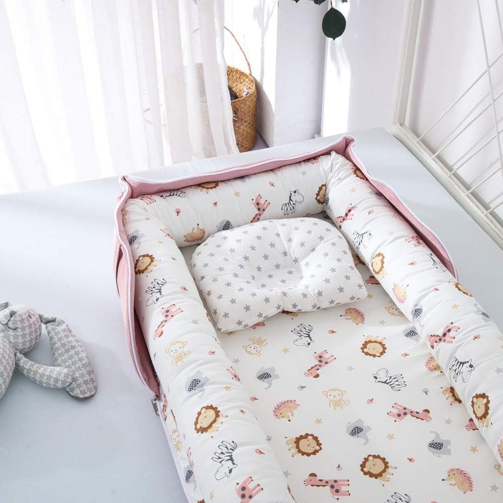 Baby Cot Nest Bed Bebe Protect Cradle Cushion Bumper Travel Crib for Newborn  / سرير أطفال وسادة سفر لحديثي الولادة 