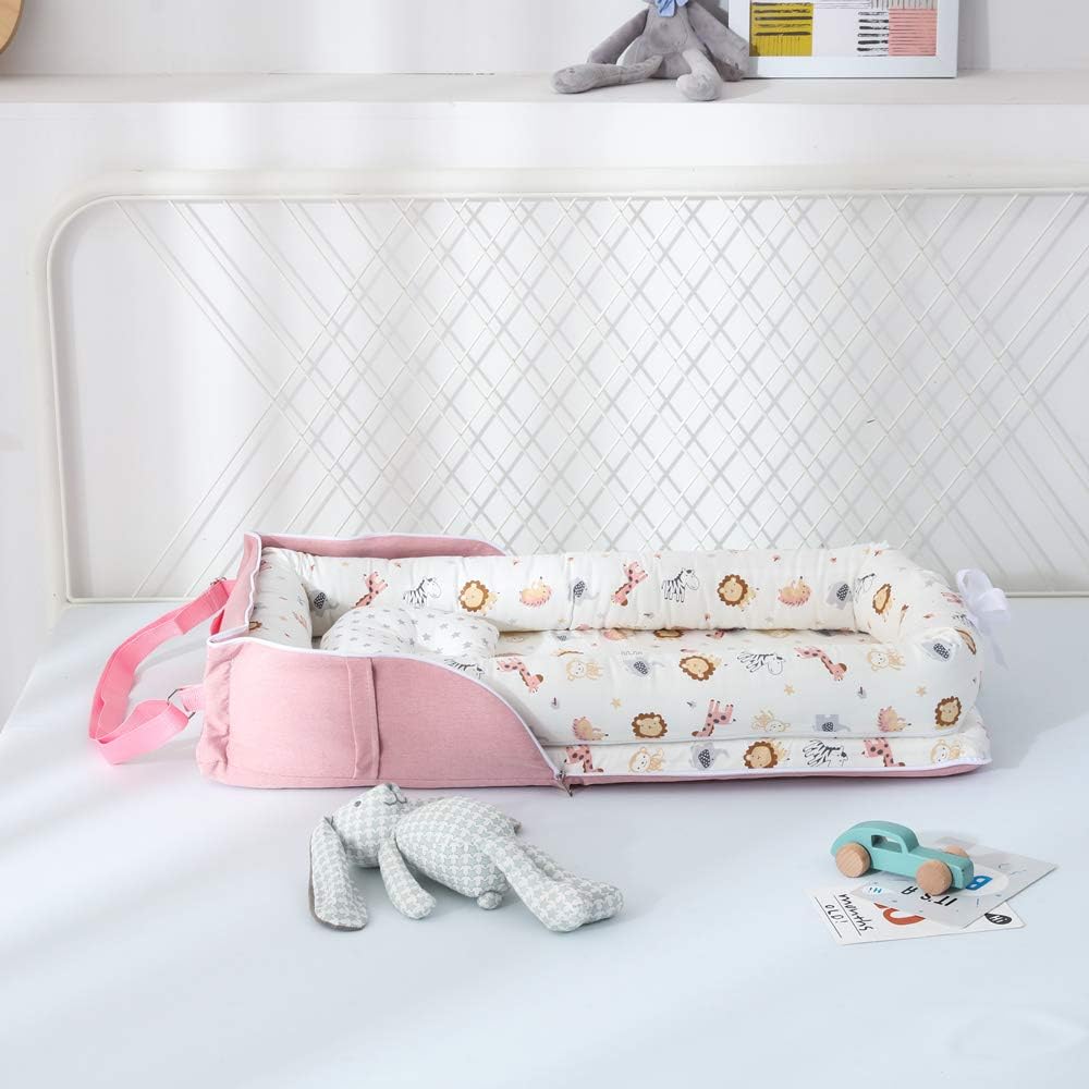 Baby Cot Nest Bed Bebe Protect Cradle Cushion Bumper Travel Crib for Newborn  / سرير أطفال وسادة سفر لحديثي الولادة 