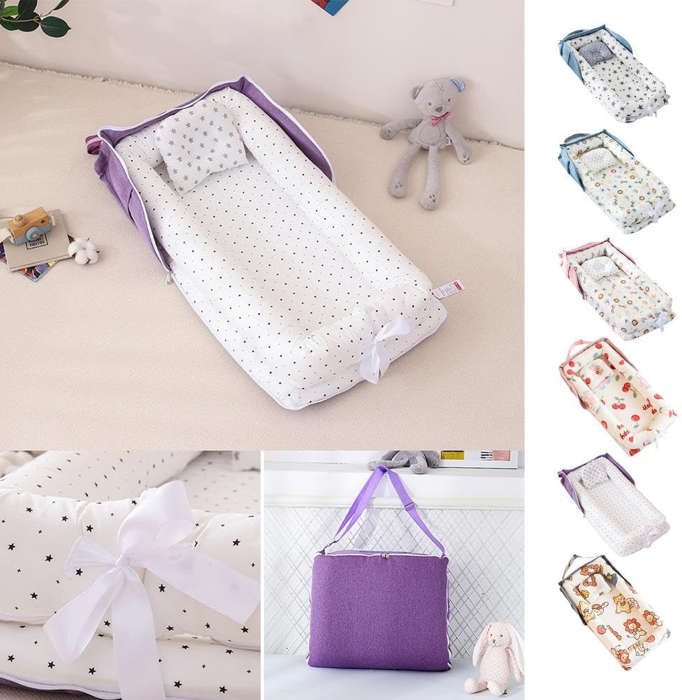 Baby Cot Nest Bed Bebe Protect Cradle Cushion Bumper Travel Crib for Newborn  / سرير أطفال وسادة سفر لحديثي الولادة 