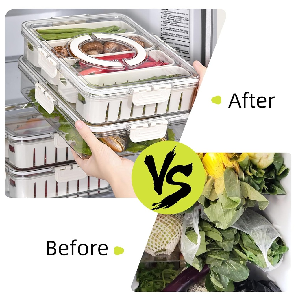 4-Compartment Detachable Fridge Food Container/ علبة حفظ الطعام قابلة للفصل مكونة من 4 أقسام