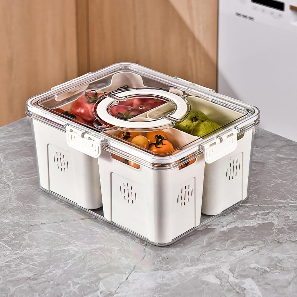 4-Compartment Detachable Fridge Food Container/ علبة حفظ الطعام قابلة للفصل مكونة من 4 أقسام