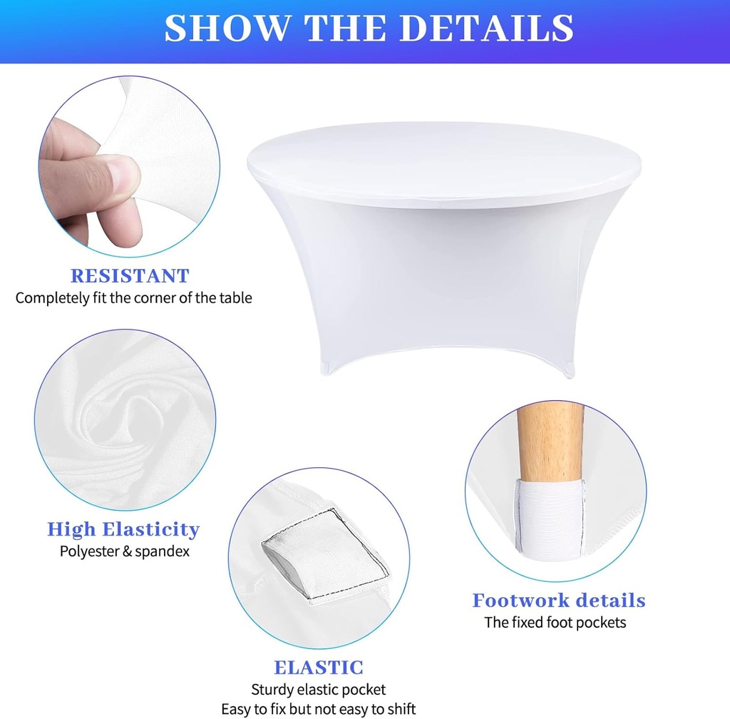Round Table Cover white-150cm/غطاء طاولة مستديرة أبيض