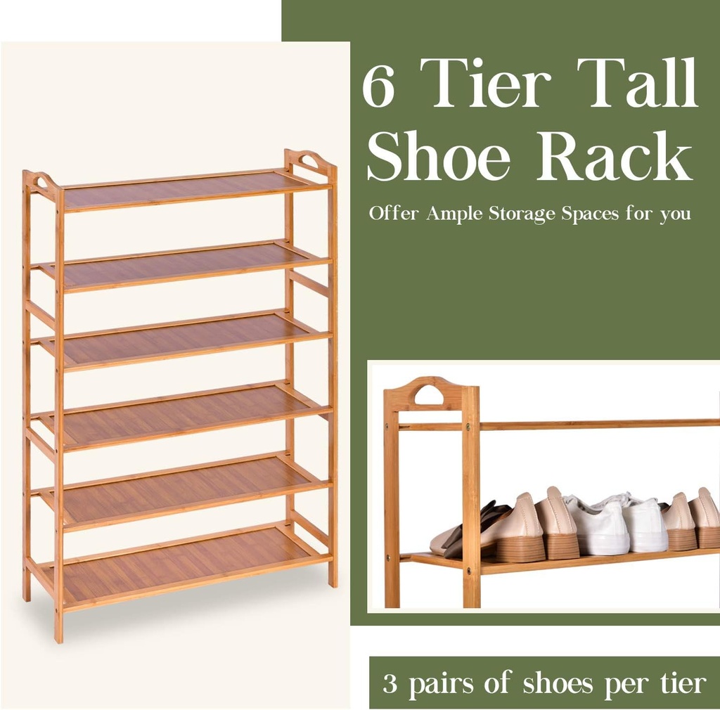 6-layer wooden shoe rack 68*24*100/ رف أحذية خشبي 6 رفوف