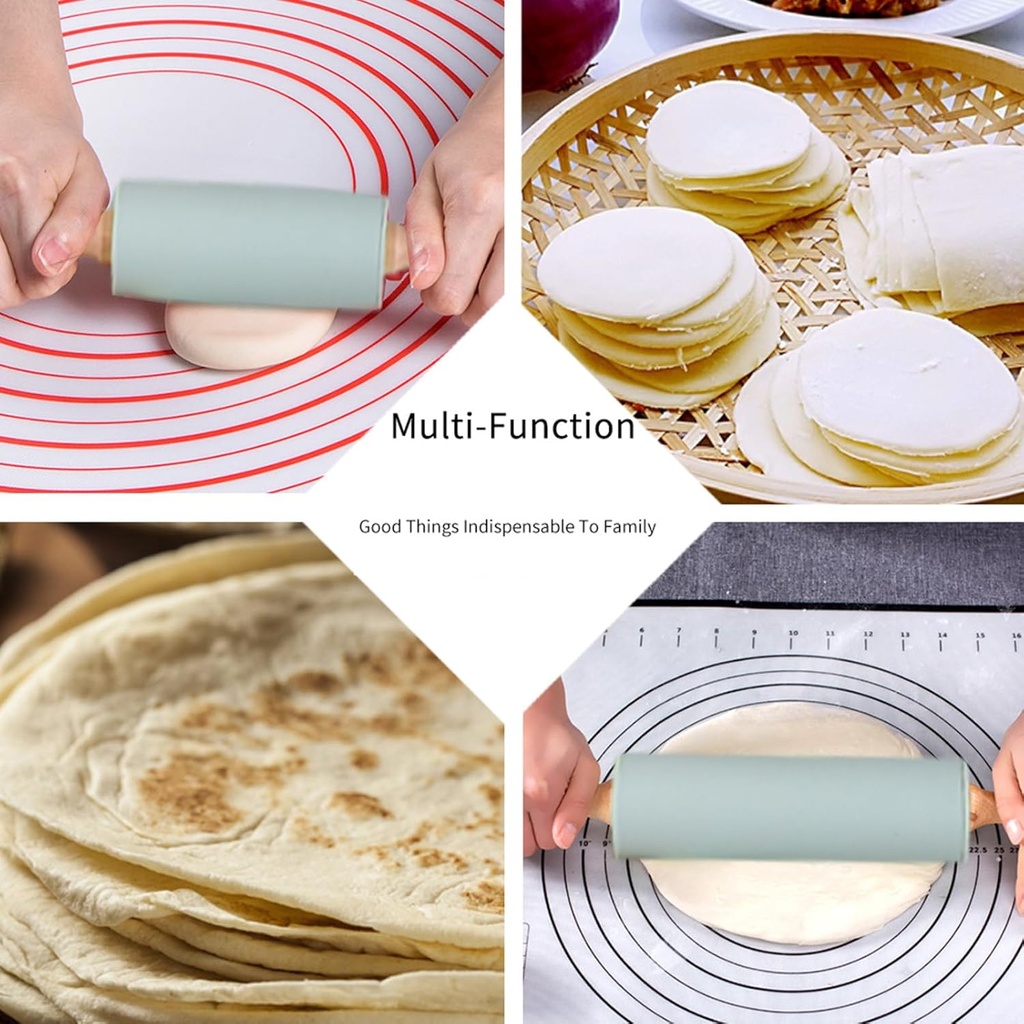 Rolling Pin with Silicone Pastry Mat /اداة فرد العجين مع حصيرة 