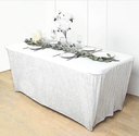 Shimmer Stretchable table cover 180x74x74 -White /غطاء طاولة لامع مطاط  180 × 74 × 74 - ابيض