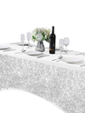 Shimmer Stretchable table cover 180x74x74 -White /غطاء طاولة لامع مطاط  180 × 74 × 74 - ابيض