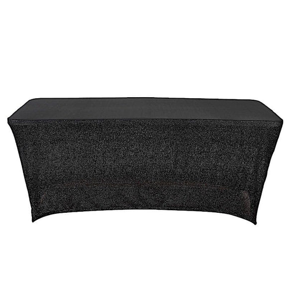 Shimmer Stretchable table cover 180x74x74 -Black /غطاء طاولة لامع مطاط  180 × 74 × 74 - اسود