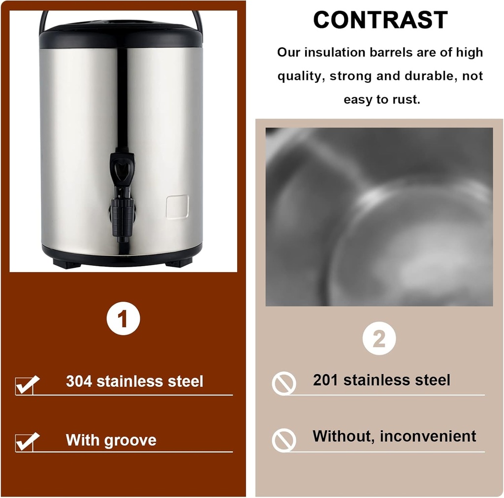 Stainless Steel Beverage Dispenser 8L / موزع مشروبات من الفولاذ المقاوم للصدأ سعة 8 لتر