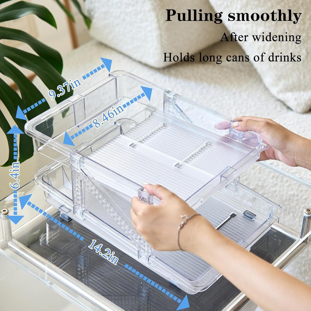 Extendable Can Organizer Dispenser for Refrigerator 15-23.5cm /منظم علب المشروبات للثلاجة قابل للتمديد