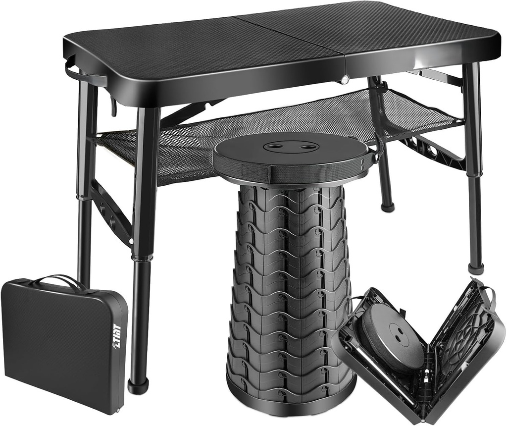 2 In 1 Folding Potable Table and Stool Set /طقم طاولة متنقلة قابلة للطي مع مقعد 2 في 1