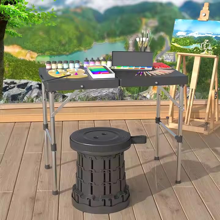 2 In 1 Folding Potable Table and Stool Set /طقم طاولة متنقلة قابلة للطي مع مقعد 2 في 1
