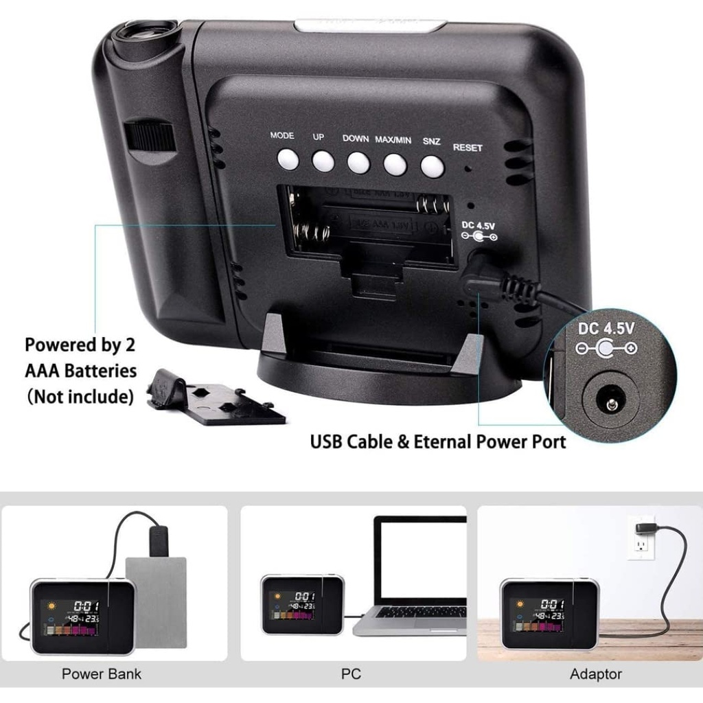 Digital Screen Calendar Clock with Time Projector and Weather /شاشة تقويم مع جهاز عرض الوقت والطقس