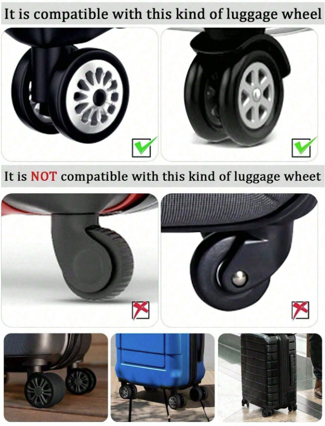 8 Pcs Luggage Wheel Protection Cover /8 قطع من أغطية حماية عجلات الأمتعة
