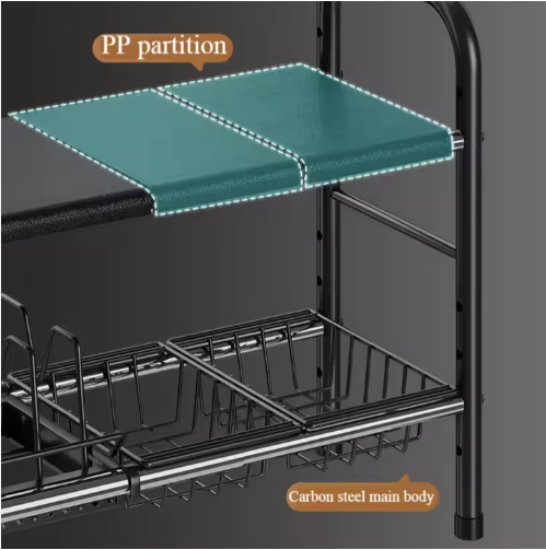 SINK STORAGE RACK DOUBLE /رف تخزين حوض المطبخ من الفولاذ المقاوم للصدأ