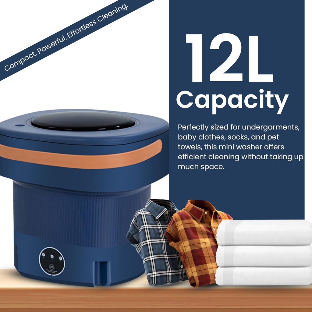 Mini Portable Foldable Washing Machine 12L /غسالة ملابس صغيرة محمولة قابلة للطي سعة 12 لترًا