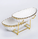White Serving bowls with a metal golden stand JD8581-LS Medium/