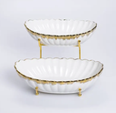 White Serving bowls with a metal golden stand JD8581-LS Medium/