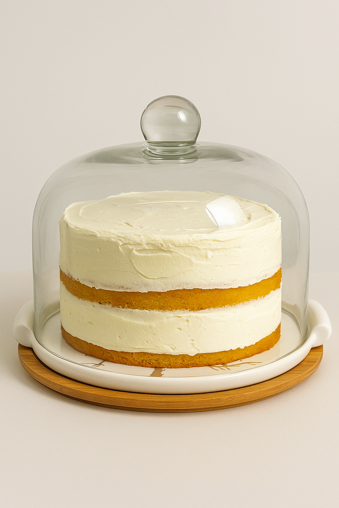 Cake stand with a glass dome lid-JD8015-9.5-H186 /صحن تقديم الكيك مع غطاء زجاجي