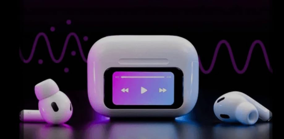 A9 PRO AIR PODS ANC/ENC Wireless Headphones Touch Screen Display, Equalizer, Auto-Lock,White 