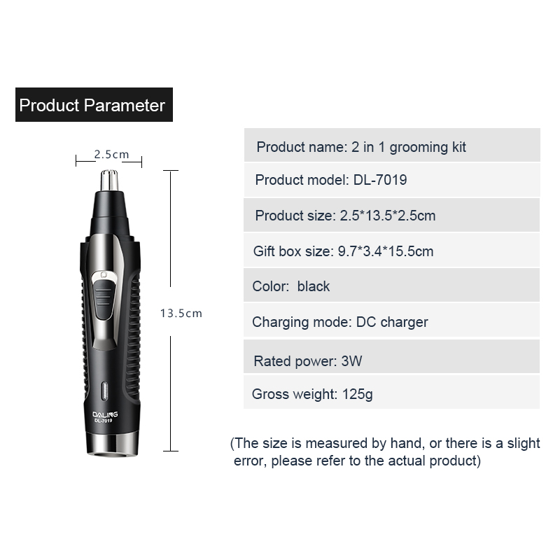 DALING 2 IN 1 NOSE HAIR & UOTLINE TRIMMER  / ماكينة تشذيب شعر الأنف والذقن 2 في 1 من جادالينج مع حقيبة
