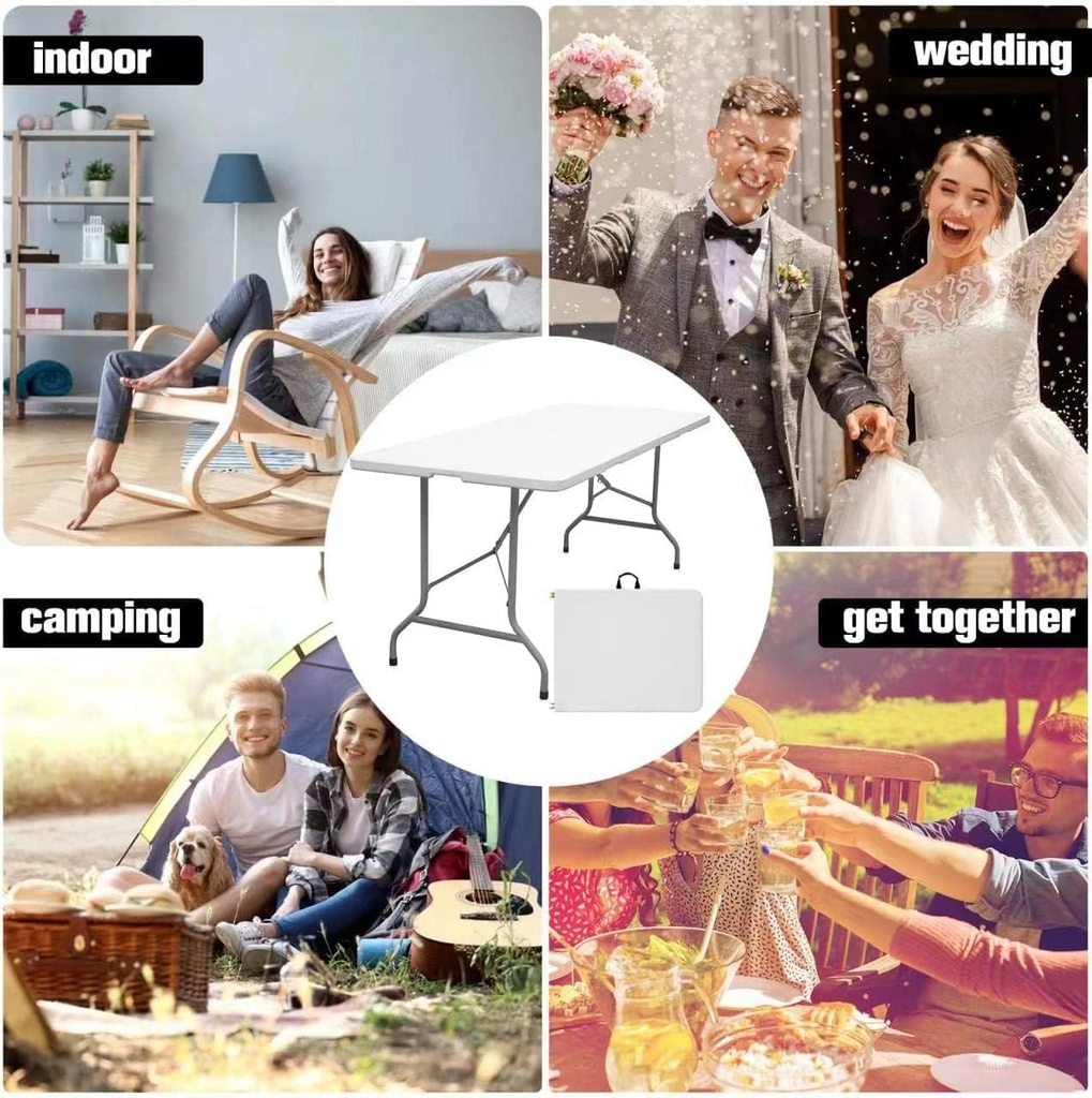 180cm white folding table Thickness-3.0CM /  طاولة قابلة للطي مقاس 180 سم 