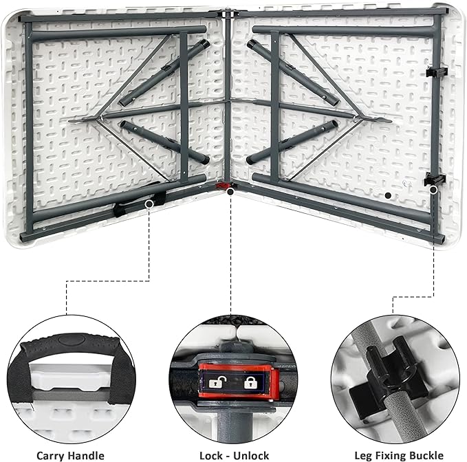 180cm white folding table Thickness-3.0CM /  طاولة قابلة للطي مقاس 180 سم 